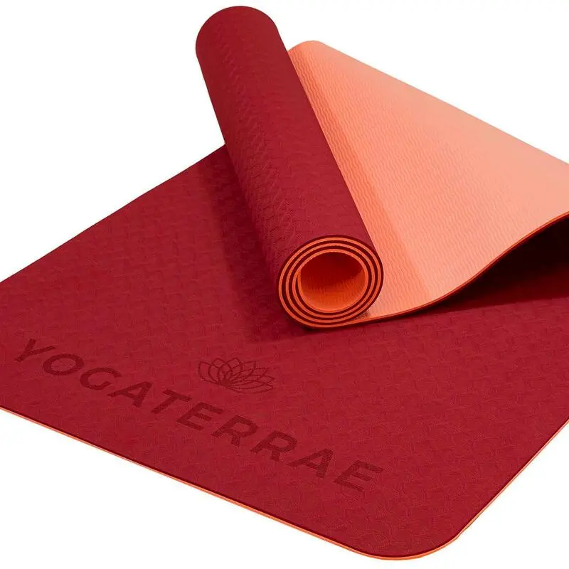 YOGATERRAE Esterilla De Yoga TPE Coral Bordeaux + Correa De Transporte Y Estiramiento 4 YOGATERRAE Esterilla De Yoga TPE Coral Bordeaux + Correa De Transporte Y Estiramiento - Imagen 2