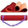 YOGATERRAE Esterilla De Yoga TPE Coral Bordeaux + Correa De Transporte Y Estiramiento