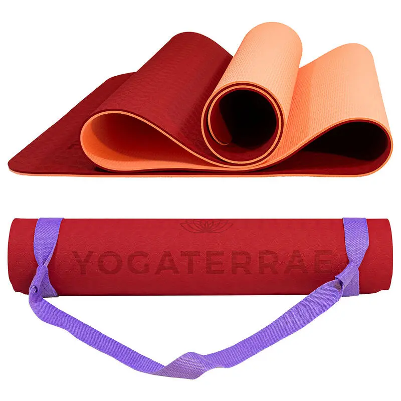 YOGATERRAE Esterilla De Yoga TPE Coral Bordeaux + Correa De Transporte Y Estiramiento 3 YOGATERRAE Esterilla De Yoga TPE Coral Bordeaux + Correa De Transporte Y Estiramiento