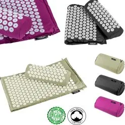 STAYOGA Esterilla Set De Masaje Acupuntura Negro Algodón Orgánico -tienda de equipos de fitness esterilla set de masaje acupuntura negro algodon organico 3