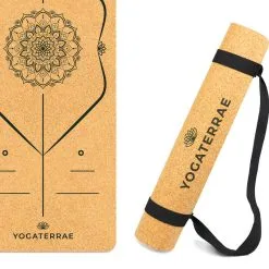 YOGATERRAE Esterilla Yoga De Corcho Y Caucho Natural + Correa + Bolsa De Transporte -tienda de equipos de fitness esterilla yoga de corcho y caucho natural correa bolsa de transporte 2