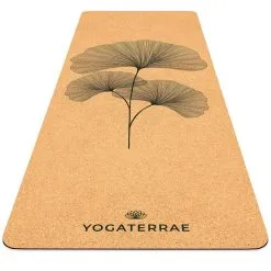 YOGATERRAE Esterilla Yoga De Corcho Y Caucho Natural + Correa De Transporte Y Estiramiento