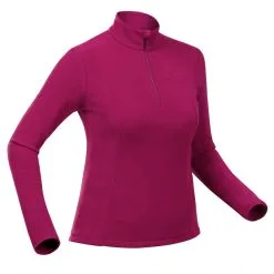 Forro Polar De Montaña Y Trekking 1/2 Cremallera Mujer Quechua MH100 Granate -tienda de equipos de fitness forro polar de montaa y trekking 12 cremallera mujer quechua mh100 granate 4