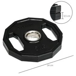 Juegoe 2 Discos De Pesas Olímpicas 5 Kg SPORTNOW 24x24x3,5 Cm Negro -tienda de equipos de fitness juegoe 2 discos de pesas olimpicas 5 kg sportnow 24x24x35 cm negro 2