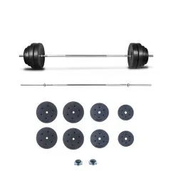 OZIO FITNESS Kit De Pesas De 60KG Con Discos, Barra Y Topes Fitness Musculación