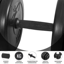 Kit Mancuernas Musculación Gyronetics Negro 30Kg Diámetro 25mm -tienda de equipos de fitness kit mancuernas musculacion gyronetics negro 30kg diametro 25mm 3