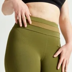 Domyos Leggings Fitness Cardio Mujer Caqui Talle Alto Cordón De Ajuste -tienda de equipos de fitness leggings fitness cardio mujer caqui talle alto cordon de ajuste 2