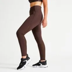 Domyos Leggings Mallas Fitness Efecto Vientre Plano Talle Alto Moldeadores Mujer Marrón