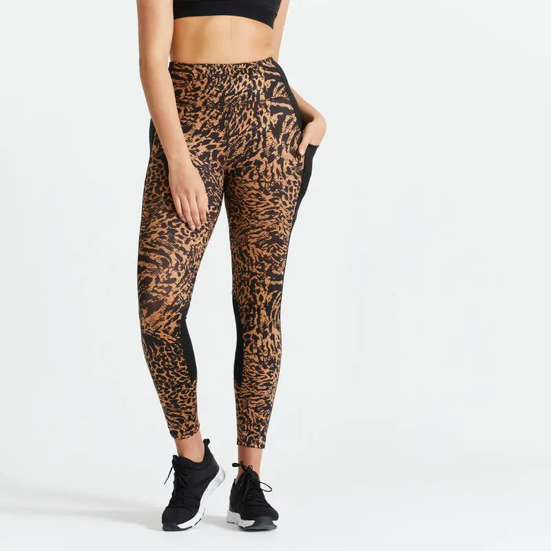 Domyos Leggings Mallas Fitness Largos Talle Alto 120 Mujer Animal Print 3 Domyos Leggings Mallas Fitness Largos Talle Alto 120 Mujer Animal Print