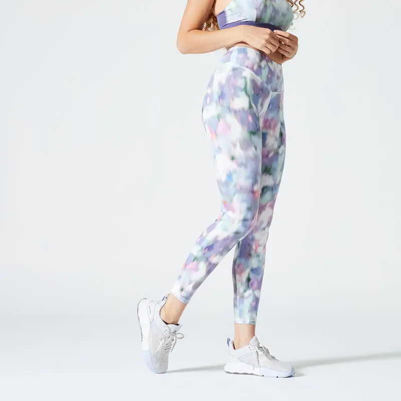 Mallas Fitness Efecto Vientre Plano Mujer Domyos 500 Estampado Blanco 3 Mallas Fitness Efecto Vientre Plano Mujer Domyos 500 Estampado Blanco