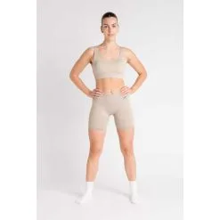 AESTHETIC WOLF Pantalones Cortos Compresivos 'Ribbbed Seamless' - Mujer - Beis -tienda de equipos de fitness pantalones cortos compresivos ribbbed seamless mujer beis 2