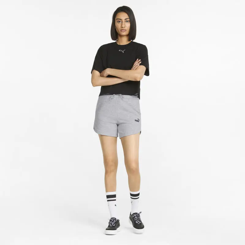 Shorts Mujer PUMA Essentials High Waist Gris 6 Shorts Mujer PUMA Essentials High Waist Gris - Imagen 4