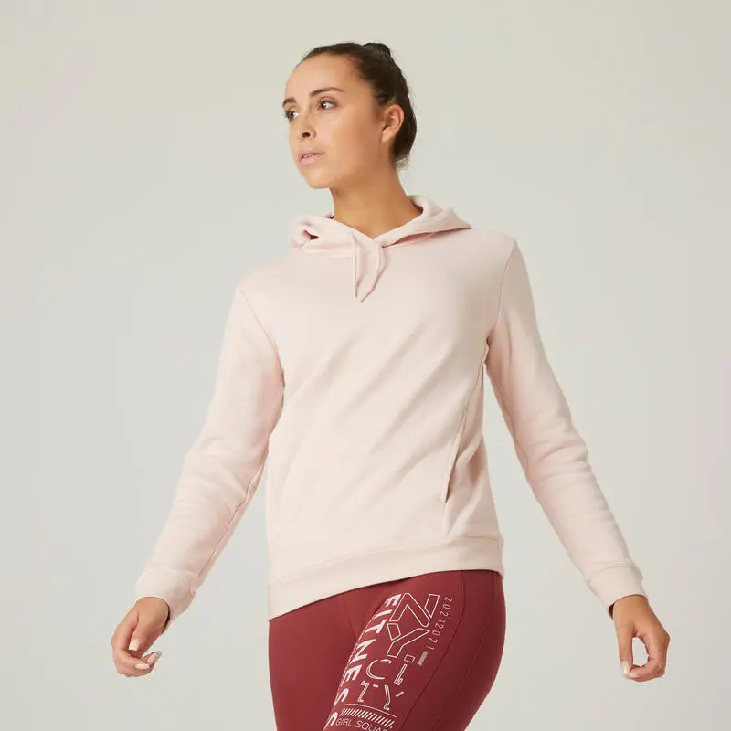 Sudadera Con Forro Polar Fitness Con Capucha Mujer Domyos 500 Rosa 4 Sudadera Con Forro Polar Fitness Con Capucha Mujer Domyos 500 Rosa - Imagen 2