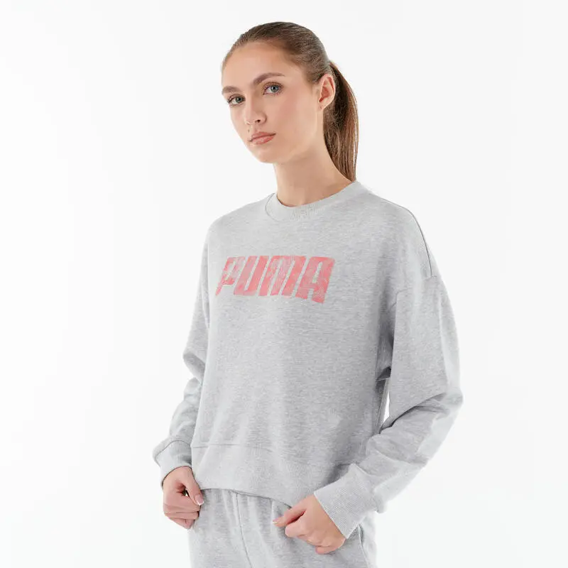 Sudadera Crop Top Puma Mujer Gris Algodón 7 Sudadera Crop Top Puma Mujer Gris Algodón - Imagen 5