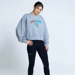 THE RUNNING REPUBLIC Sudadera De Cuello Redondo De Algodón Barcelona 92 De Mujer TRR Gris