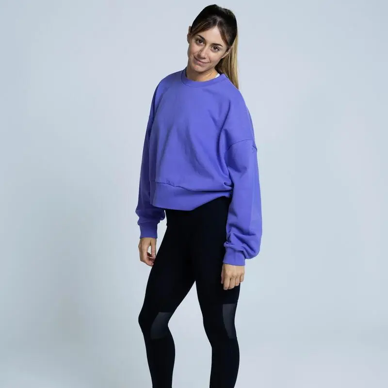THE RUNNING REPUBLIC Sudadera De Cuello Redondo Grande De Algodón De Mujer TRR Morado 4 THE RUNNING REPUBLIC Sudadera De Cuello Redondo Grande De Algodón De Mujer TRR Morado - Imagen 2