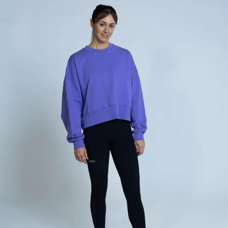 THE RUNNING REPUBLIC Sudadera De Cuello Redondo Grande De Algodón De Mujer TRR Morado 3 THE RUNNING REPUBLIC Sudadera De Cuello Redondo Grande De Algodón De Mujer TRR Morado