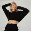 Sudadera Fitness Crop Top Domyos 520 Mujer Negro -tienda de equipos de fitness sudadera fitness crop top domyos 520 mujer negro