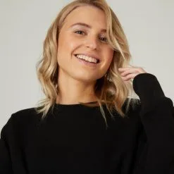 Sudadera Fitness Crop Top Domyos 520 Mujer Negro -tienda de equipos de fitness sudadera fitness crop top domyos 520 mujer negro 4