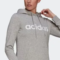 Sudadera Fitness Soft Training Linear Adidas Mujer Gris Capucha -tienda de equipos de fitness sudadera fitness soft training linear adidas mujer gris capucha 2