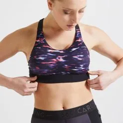 Sujetador Top Deportivo Fitness Sujeción Alta 900 Mujer Domyos Negro 13 Sujetador Top Deportivo Fitness Sujeción Alta 900 Mujer Domyos Negro -tienda de equipos de fitness sujetador top deportivo fitness sujecion alta 900 mujer domyos estampado