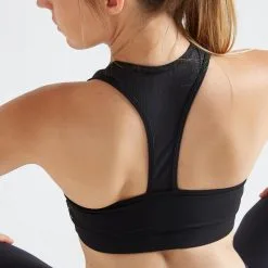 Domyos Sujetador-Top Fitness 100 Negro Sujeción Ligera -tienda de equipos de fitness sujetador top fitness 100 negro sujecion ligera 2