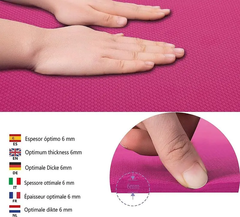 WUEPS Yoga Mat / Esterilla De Yoga Suave Confort 183 CM / Rosa 5 WUEPS Yoga Mat / Esterilla De Yoga Suave Confort 183 CM / Rosa - Imagen 3